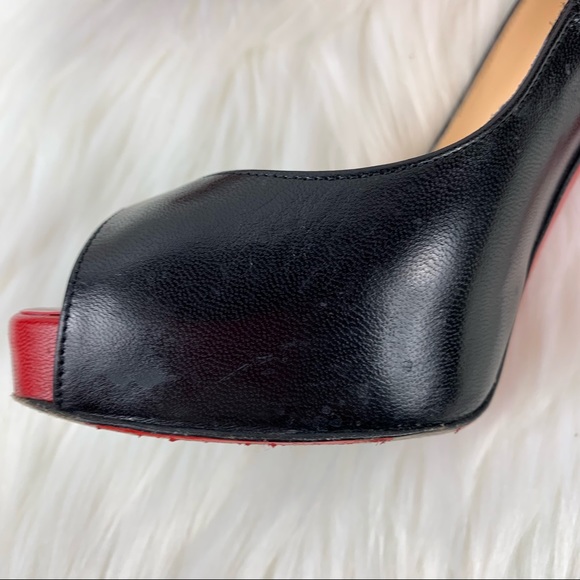 Christian Louboutin Prive Black Peep Toe Heels - Picture 6 of 12